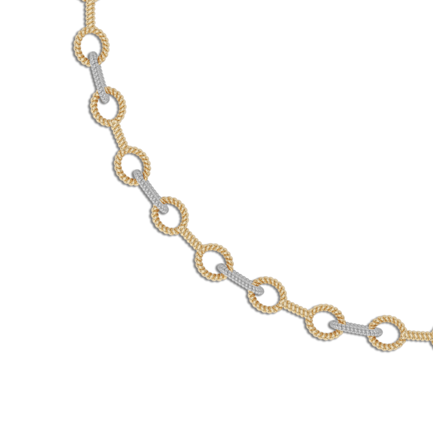 Aila Cable Transformable Link Necklace Alternating Yellow and White Gold